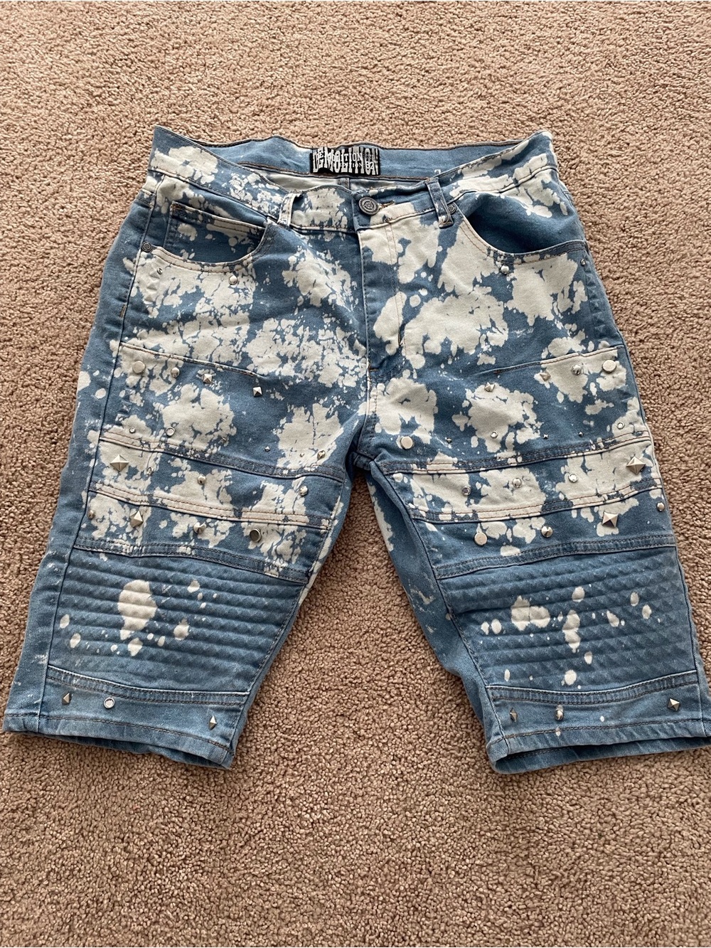 Bleached-Effect Blue Denim Jean Shorts for Women